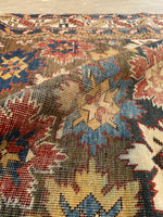 3'11 X 11'9 Antique Caucasian Runner #1841 /  4x12 Vintage Runner - Blue Parakeet Rugs