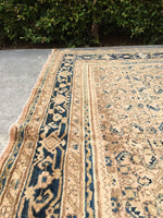 6'8 x 19'9 Antique 1930s fish design gallery size rug - Blue Parakeet Rugs