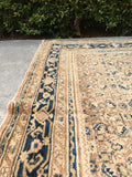 6'8 x 19'9 Antique 1930s fish design gallery size rug - Blue Parakeet Rugs