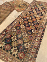 3'11 X 11'9 Antique Caucasian Runner #1841 /  4x12 Vintage Runner - Blue Parakeet Rugs