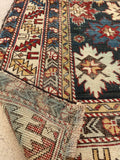 3'11 X 11'9 Antique Caucasian Runner #1841 /  4x12 Vintage Runner - Blue Parakeet Rugs