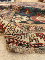 3'11 X 11'9 Antique Caucasian Runner #1841 /  4x12 Vintage Runner - Blue Parakeet Rugs