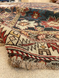 3'11 X 11'9 Antique Caucasian Runner #1841 /  4x12 Vintage Runner - Blue Parakeet Rugs