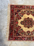 3'4 x 3'6 Vintage Square Persian Kerman rug #2589 - Blue Parakeet Rugs