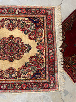 3'4 x 3'6 Vintage Square Persian Kerman rug #2589 - Blue Parakeet Rugs