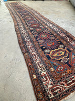 3'2 x 16'9 Antique Persian Malayer runner #2190ML / 3x17 Vintage Runner - Blue Parakeet Rugs