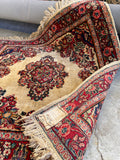 3'4 x 3'6 Vintage Square Persian Kerman rug #2589 - Blue Parakeet Rugs