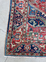9'6 x 12'1 Antique Persian Heriz rug #2507 / 9x12 Heriz - Blue Parakeet Rugs