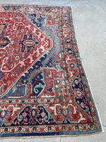 9'6 x 12'1 Antique Persian Heriz rug #2507 / 9x12 Heriz - Blue Parakeet Rugs