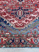9'6 x 12'1 Antique Persian Heriz rug #2507 / 9x12 Heriz - Blue Parakeet Rugs