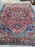 9'6 x 12'1 Antique Persian Heriz rug #2507 / 9x12 Heriz - Blue Parakeet Rugs