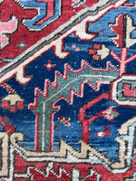 9'6 x 12'1 Antique Persian Heriz rug #2507 / 9x12 Heriz - Blue Parakeet Rugs