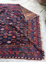 4'5 X 5'2 Antique Nomadic paisley field wool Rug #1303 / 4x5 Vintage Rug - Blue Parakeet Rugs