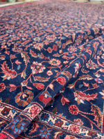 11' x 17'1 Navy Blue Palatial Antique Turkish rug #2193 / 11x17 Vintage Rug - Blue Parakeet Rugs