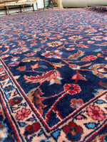 11' x 17'1 Navy Blue Palatial Antique Turkish rug #2193 / 11x17 Vintage Rug - Blue Parakeet Rugs