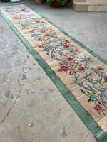 3'1 x 20'4 Antique Kerman runner #1987 / 3x20 Vintage Runner - Blue Parakeet Rugs