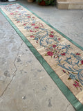 3'1 x 20'4 Antique Kerman runner #1987 / 3x20 Vintage Runner - Blue Parakeet Rugs