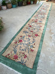 3'1 x 20'4 Antique Kerman runner #1987 / 3x20 Vintage Runner - Blue Parakeet Rugs