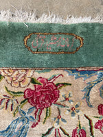 3'1 x 20'4 Antique Kerman runner #1987 / 3x20 Vintage Runner - Blue Parakeet Rugs
