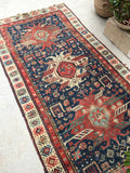 3'4 x 6'9 Antique Caucasian Runner with Eagle Art (#1168) - Blue Parakeet Rugs