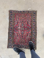 2 x 2’10 Floral 1920s scatter rug #2019 / 2x3 Vintage Rug - Blue Parakeet Rugs