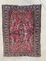 2 x 2’10 Floral 1920s scatter rug #2019 / 2x3 Vintage Rug - Blue Parakeet Rugs