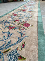 3'1 x 20'4 Antique Kerman runner #1987 / 3x20 Vintage Runner - Blue Parakeet Rugs