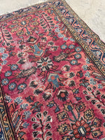 2 x 2’10 Floral 1920s scatter rug #2019 / 2x3 Vintage Rug - Blue Parakeet Rugs