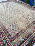 12' x 15'7 Antique Shabby Chic Agra Rug #2510 / 12x16 vintage rug - Blue Parakeet Rugs