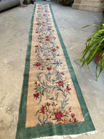 3 x 20 Antique Kerman runner #1986 / 3x20 Vintage Runner - Blue Parakeet Rugs