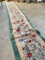 3 x 20 Antique Kerman runner #1986 / 3x20 Vintage Runner - Blue Parakeet Rugs