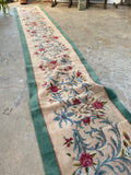 3 x 20 Antique Kerman runner #1986 / 3x20 Vintage Runner - Blue Parakeet Rugs
