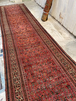 3'6 x 16'6 Antique and long Seraband runner #2020 / 4x17 Vintage runner - Blue Parakeet Rugs