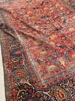 9'8 x 12'3 Antique Motasham Hunting Scene rug #JLlegacy / 10x12 Vintage Rug - Blue Parakeet Rugs