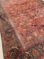 9'8 x 12'3 Antique Motasham Hunting Scene rug #JLlegacy / 10x12 Vintage Rug - Blue Parakeet Rugs