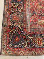 9'8 x 12'3 Antique Motasham Hunting Scene rug #JLlegacy / 10x12 Vintage Rug - Blue Parakeet Rugs