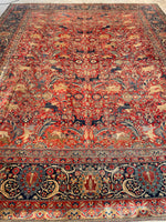 9'8 x 12'3 Antique Motasham Hunting Scene rug #JLlegacy / 10x12 Vintage Rug - Blue Parakeet Rugs