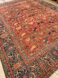 9'8 x 12'3 Antique Motasham Hunting Scene rug #JLlegacy / 10x12 Vintage Rug - Blue Parakeet Rugs