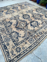 10x11 Antique Oushak Rug #2513 / 10x11 Vintage Rug - Blue Parakeet Rugs