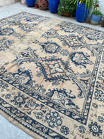 10x11 Antique Oushak Rug #2513 / 10x11 Vintage Rug - Blue Parakeet Rugs