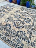 10x11 Antique Oushak Rug #2513 / 10x11 Vintage Rug - Blue Parakeet Rugs