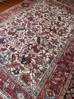6'9 x 8'4 Antique Heriz tribal rug #2022 / 7x8 Vintage Rug - Blue Parakeet Rugs