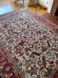 6'9 x 8'4 Antique Heriz tribal rug #2022 / 7x8 Vintage Rug - Blue Parakeet Rugs