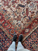6'9 x 8'4 Antique Heriz tribal rug #2022 / 7x8 Vintage Rug - Blue Parakeet Rugs