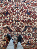 6'9 x 8'4 Antique Heriz tribal rug #2022 / 7x8 Vintage Rug - Blue Parakeet Rugs