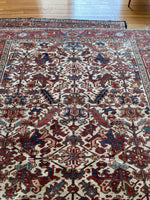 6'9 x 8'4 Antique Heriz tribal rug #2022 / 7x8 Vintage Rug - Blue Parakeet Rugs