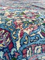 6'7 x 8'8 Antique Persian Kerman Rug #2514 - Blue Parakeet Rugs