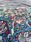 6'7 x 8'8 Antique Persian Kerman Rug #2514 - Blue Parakeet Rugs