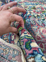 6'7 x 8'8 Antique Persian Kerman Rug #2514 - Blue Parakeet Rugs