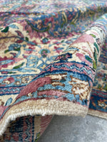 6'7 x 8'8 Antique Persian Kerman Rug #2514 - Blue Parakeet Rugs